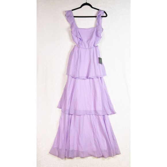 Lulus Elegant Event Lavender Ruffled Tie-Back Tiered Maxi Dress Size XS NWT - Picture 5 of 9